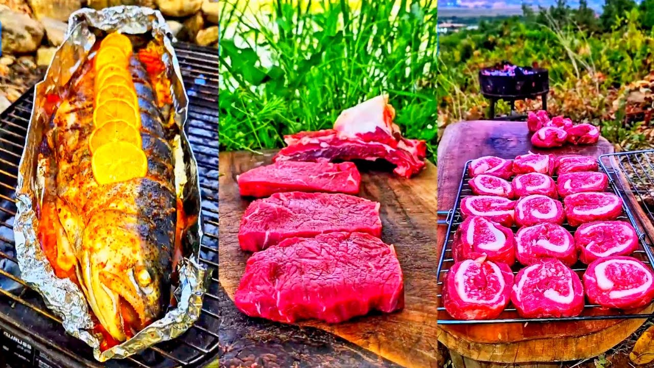 Cooking Fish🐬And Meet🍖Survival Asmr Foodi/Asmr Foodi/Cooking Fish🐟🐬