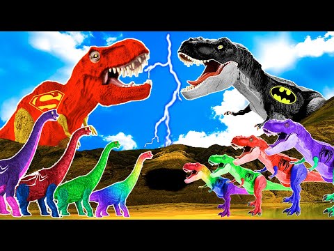 BATMAN T-REX vs SUPERMAN TREX DEATH RUN EVOLUTION of DINOSAUR | Strongest Dinosaur Jurassic World 2