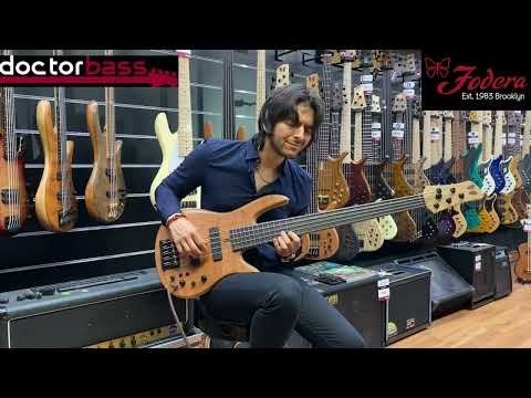Fodera Monarch Std Special Doctorbass Edition 5 string Ebony board 19mm spacing Oak Neck Figured Redwood image 22