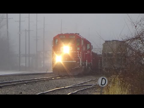CP Ipsco Job plus CP 261 in the late afternoon fog January 3, 2022