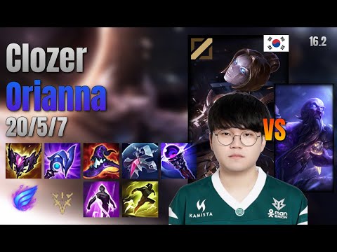 Clozer Mid Orianna vs Ryze lol KR solo rank Full Game 16.2 | 클로저 오리아나 vs 라이즈