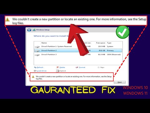 Setup was unable to create a new partition or locate an existing one FIX