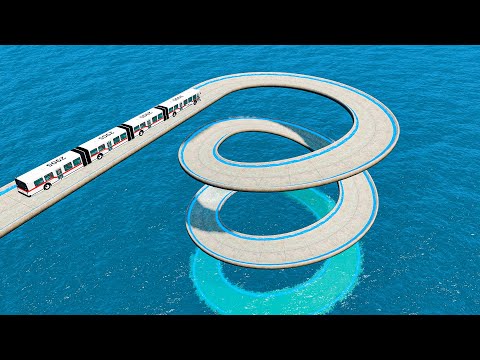 Impossible Spiral Bridge Crossing Stunt Cars vs Spiral Bridge. BeamNG.Drive