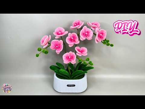 DIY Phalaenopsis Orchid Pot Using Pipe Cleaners🌸Easy & Beautiful Craft Idea 💖#diy #pipecleaner