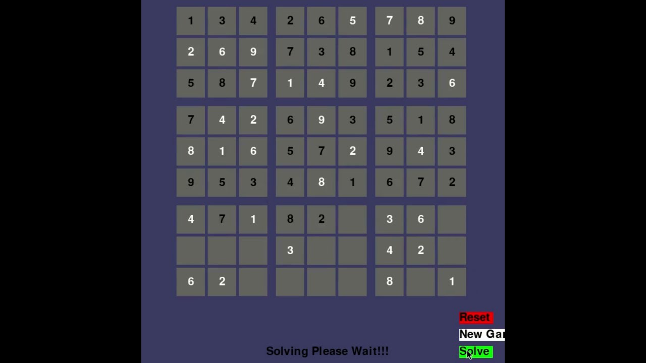 Sudoku GUI Game with Random Sudoku Generator and Sudoku Solver using Python and Data Structure Stack