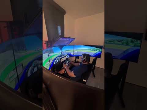 This Curved Triple Monitor Simulator is Insane! 180+ Degrees FOV! #racing #triples #curved #bts