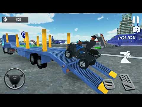 Transporting ATV Bike in Long Trailer Truck - Police Plane Transporter - Android Gameplay
