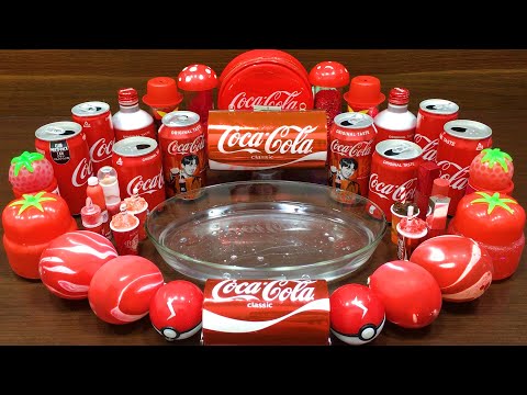 Series RED COCA COLA Slime ! Mixing Random Things into CLEAR Slime ! Satisfying Slime Videos #22