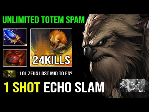 WTF 1 Shot Echo Slam 100% Deleted Zeus From Mid with Octarine Earthshaker 11Min Scepter Dota 2
