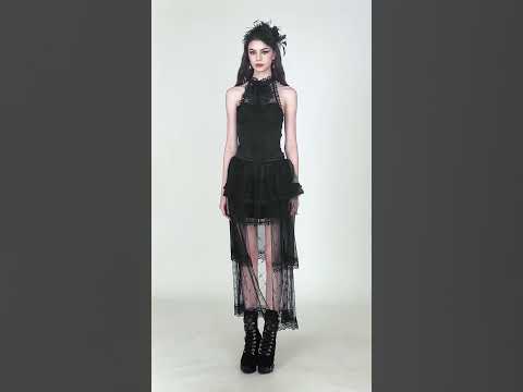 Women's Layered Tulle Skirt with Sheer Lace Inserts