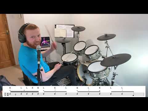 Triplet Drum Fill With Six Stroke Roll and Bass Drum - Grade 3/4 Level