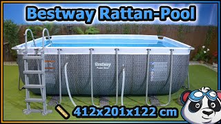 Bestway 412x201x122 cm Frame Pool rechteckig Komplettset Rattan Optik | Vorteile + Nachteile