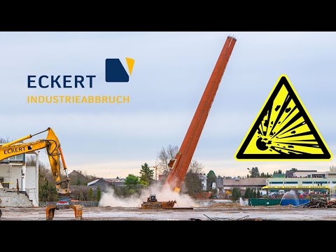 Kaminsprengung der Alten Papierfabrik in Wiesloch - Chimney detonation of in Wiesloch