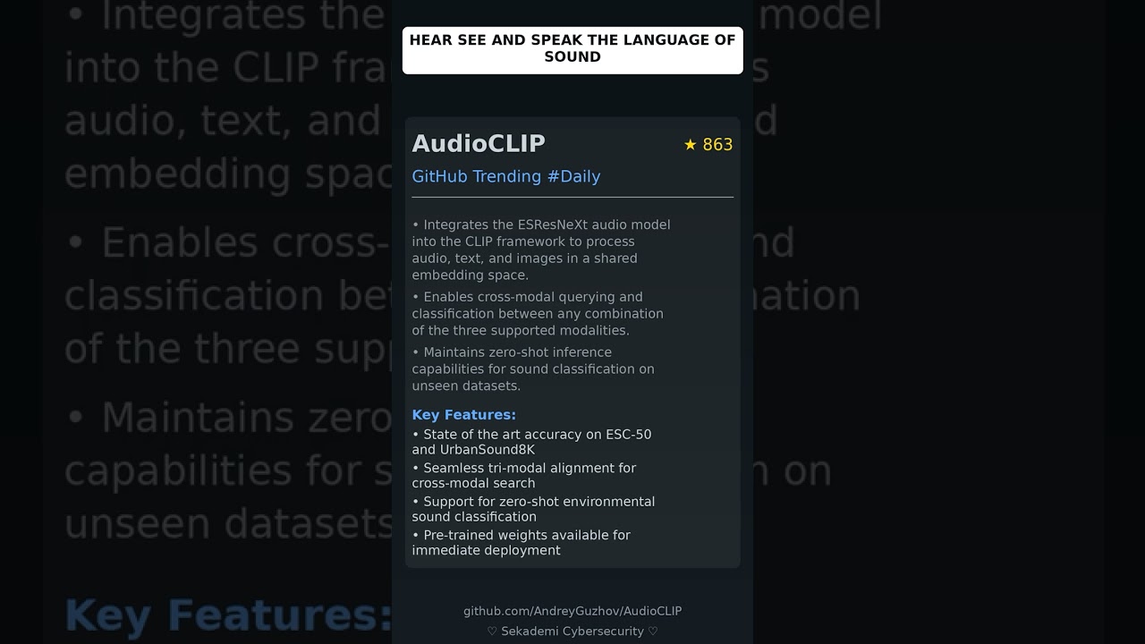 GitHub Trending Repositories: AndreyGuzhov/AudioCLIP 🇬🇧