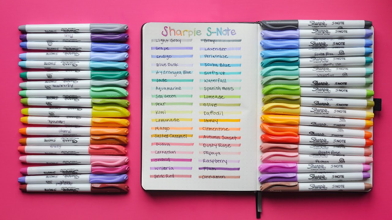 NEW! Sharpie S-Note 36 Creative Markers Swatches, Names and Review