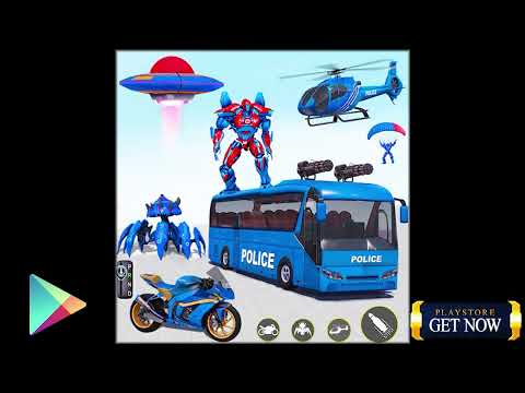 Police Bus Robot Car Game - Multi Robot Game 3d