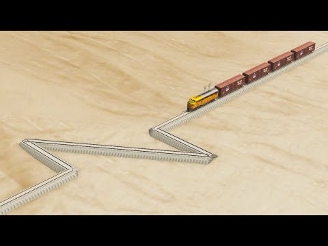 Impossible Weird Z Shape Rail Tracks Vs Trains Crossing - BeamNG.Drive