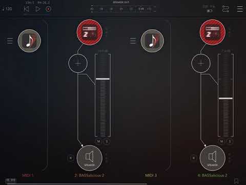 BASSalicious 2 & StepBud AUv3 Apps - Demo in AUM on ios ipad