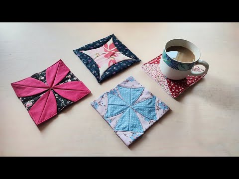 3 ideas coaster from round fabric | sewing project | sewing idea