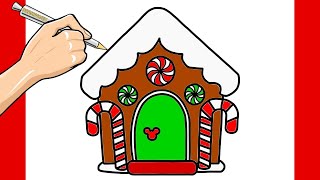 Easy Gingerbread House Drawing Tutorial for Beginners | Coloring a Gingerbread House | Step-by-Step