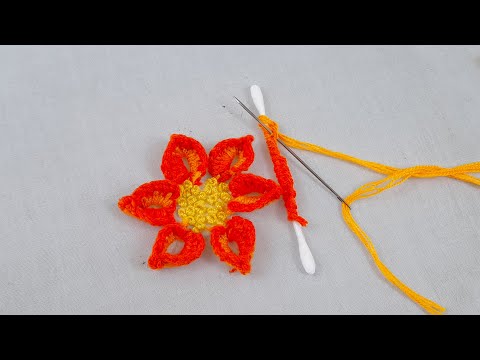Superb Woolen Flower Making Trick Using Cotton Buds - Hand Embroidery Amazing Flower