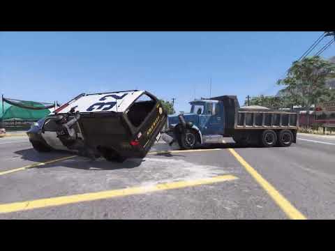 GTA 5 CATASTROPHIC DUMP TRUCK CRASHES   IMPACT COMPILATION #30