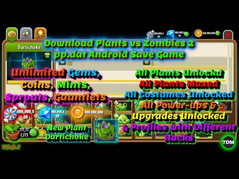 Plants vs Zombies 2 V9.8.1 pp.dat | New Plants Unlocked | Unlimited Gems, Coins, All Paid Plants