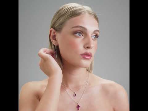 Elegantní stříbrné náušnice Fancy Passion Ruby FPR15