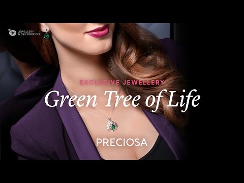 Cercei din argint cu zirconi Green Tree of Life 5221 66