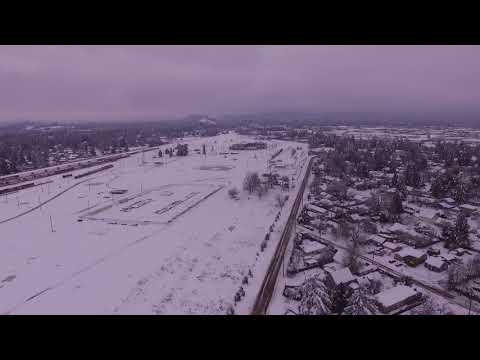 Drone Panoram of Eugene Oregon After Major Snow Event