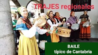 Baile típico de Cantabria. Trajes regionales folclor cántabro. Inauguración Exposición Coral Laredo