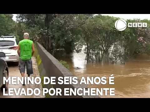 Menino de seis anos é levado por enchente em Juquitiba.