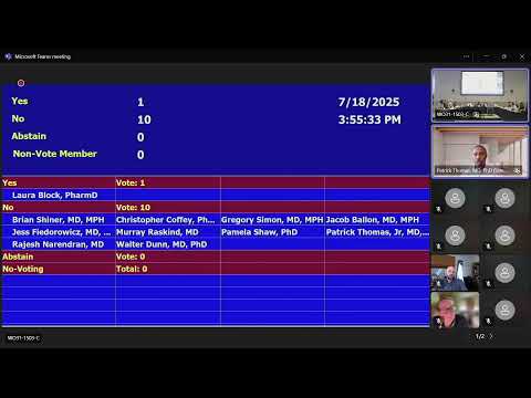 July 18, 2025 Meeting of the Psychopharmacologic Drugs Advisory Committee (PDAC)