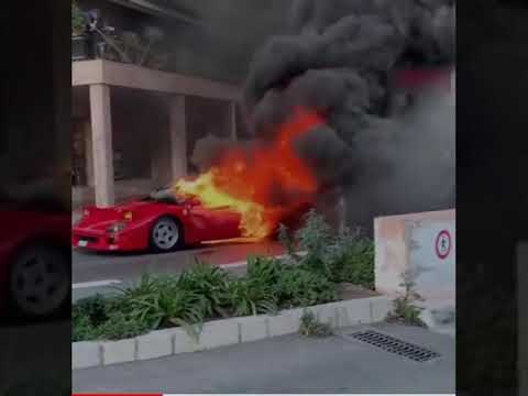 He tried to extinguish the flaming Ferrari with a garden hose!