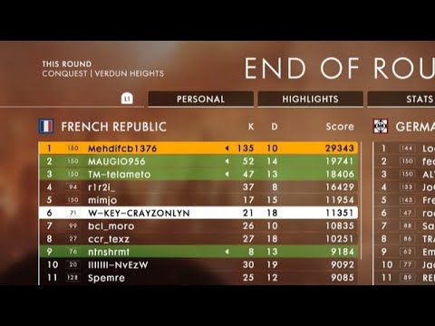 BATTLEFIELD 1: 135 kills conquest personal record ⚡
