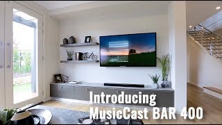 Video 1 of Product Yamaha MusicCast BAR 400 w/ Wireless Subwoofer (YAS-408)