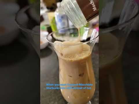 Starbucks Hack l Made Chill Caramel Macchiato drink from bottle Plain Starbucks Frappucino #short