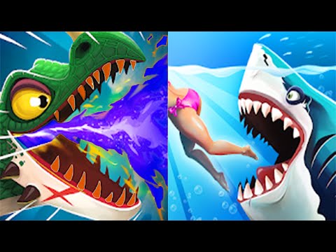 Hungry Dragon vs Hungry Shark World - ALL SHARKS & DRAGONS UNLOCKED 2021 - NEW UPDATE HUNGRY DRAGON