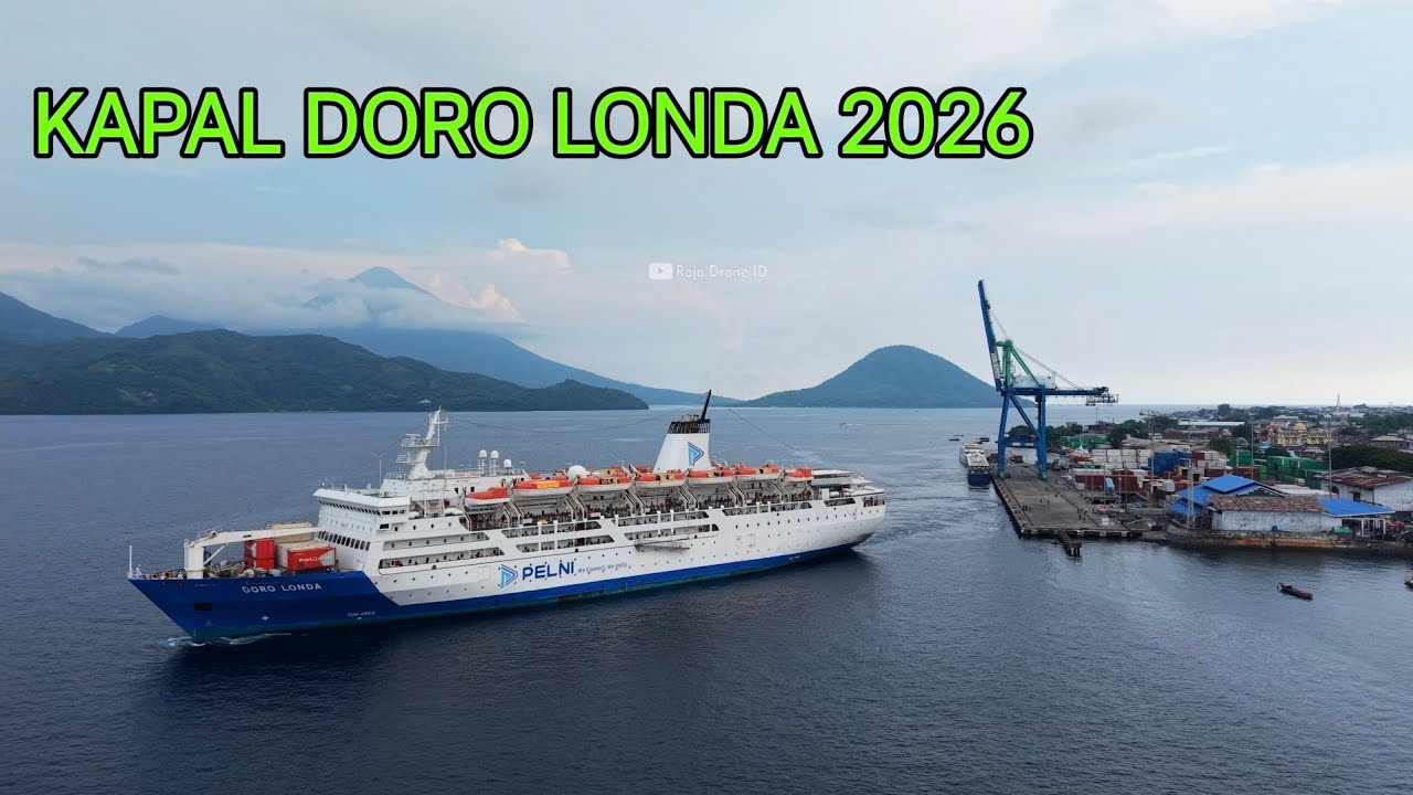 Kapal Pelni  Doro Londa Berangkat dari Pelabuhan Kota Ternate 2026 dilihat dengan Drone