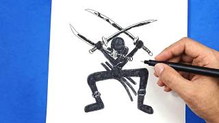 How to draw Stickman Zoro with 3 Katana | One Piece