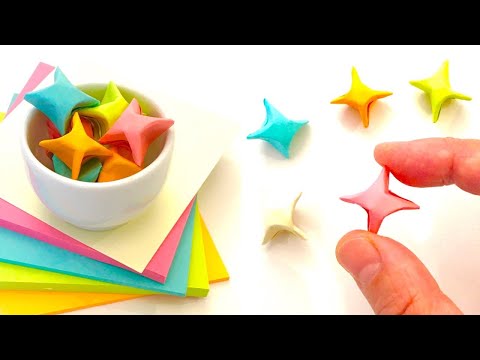 DIY Paper Lucky Star Origami - Sticky Note Origami Easy Lucky Star - How to fold Origami Lucky Star