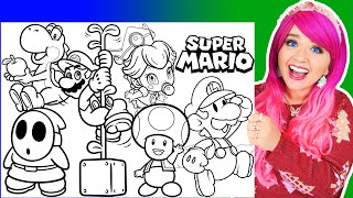 Coloring Super Mario Bros. Characters Coloring Pages | Mario, Luigi, Princess Peach, Toad & Shy Guy