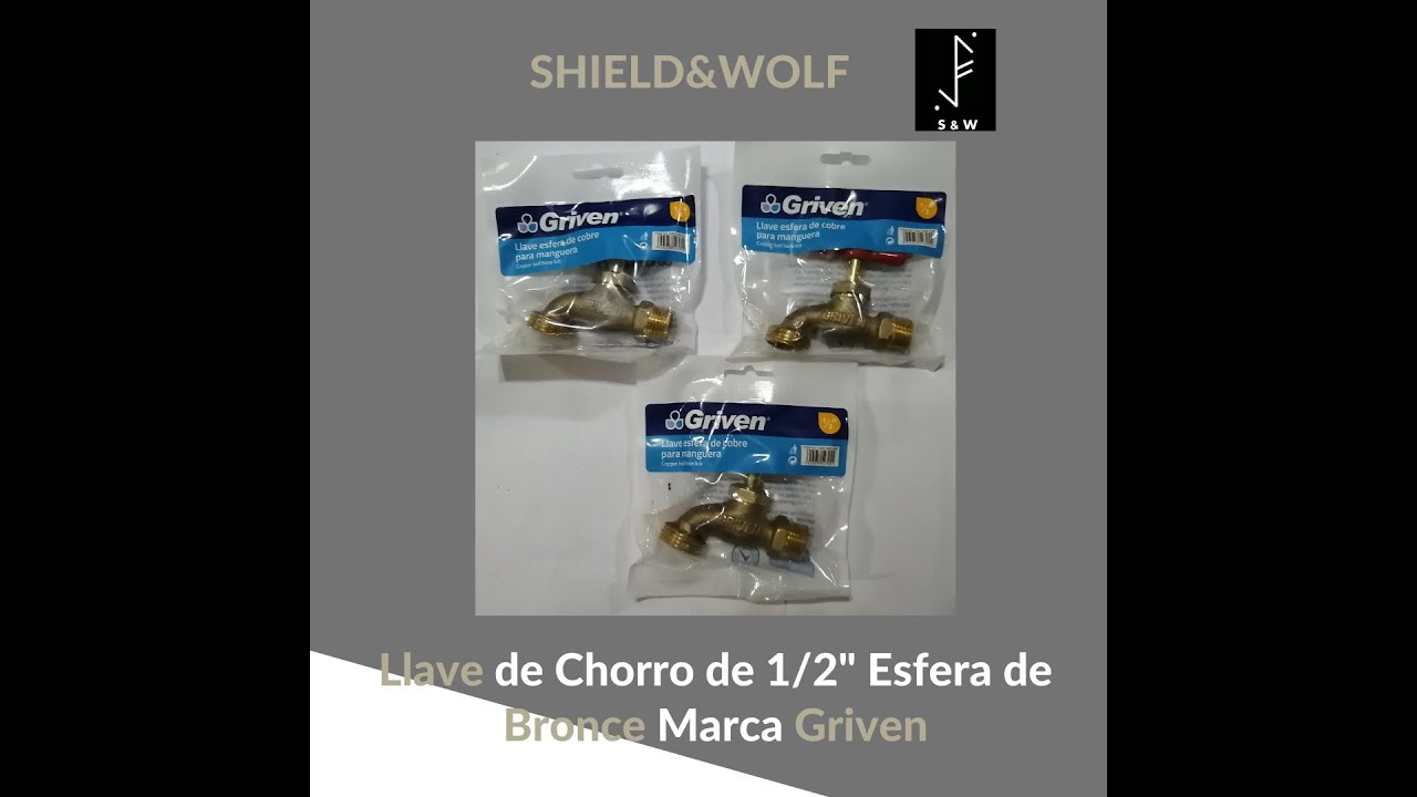 Llave de Chorro de 1/2 Esfera de Bronce Marca Griven