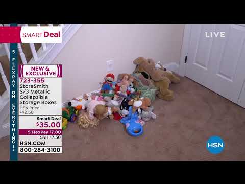 StoreSmith Set of 3 Metallic Collapsible Storage Boxes