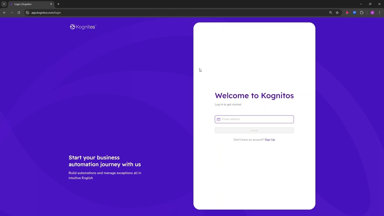 3. Kognitos Account Settings and Login Introduction