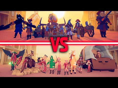 MEGA WILD WEST TEAM vs MEGA PIRATE TEAM - Totally Accurate Battle Simulator | TABS
