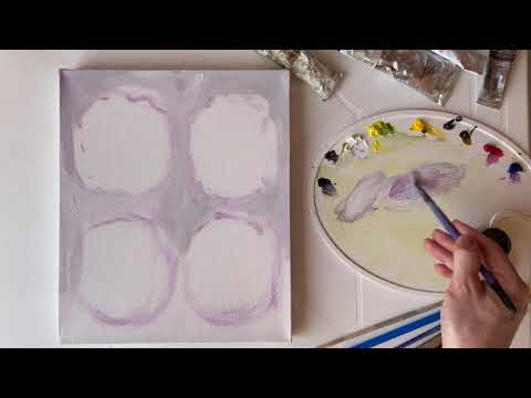 Как писать маслом цветы «Анютины глазки» Часть 1