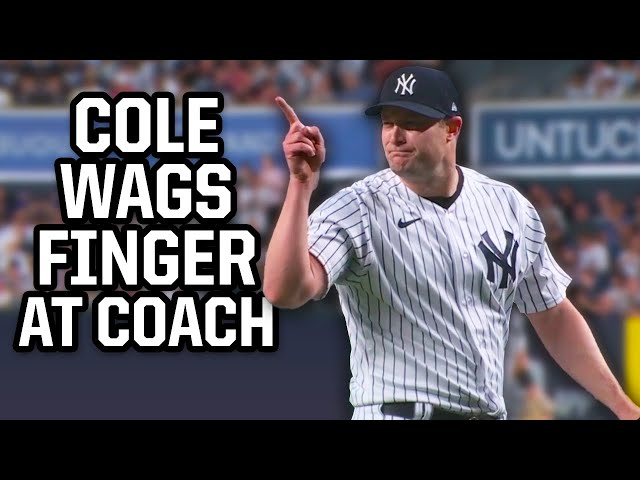 Gerrit Cole throws over batter's head then wags his finger, a breakdown