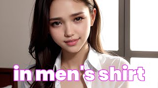 [ AI ART 4K ] Girl in men's shirt LOOKBOOK (music created by AI Fashion X)
