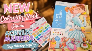 Disney 💓 Love Stories 💓Coloring Book Flip Through and Ohuhu Acrylic Markers 🎨